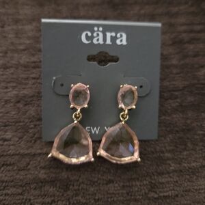 Cara New‎ York Pink Glass Droplet Earrings NEW